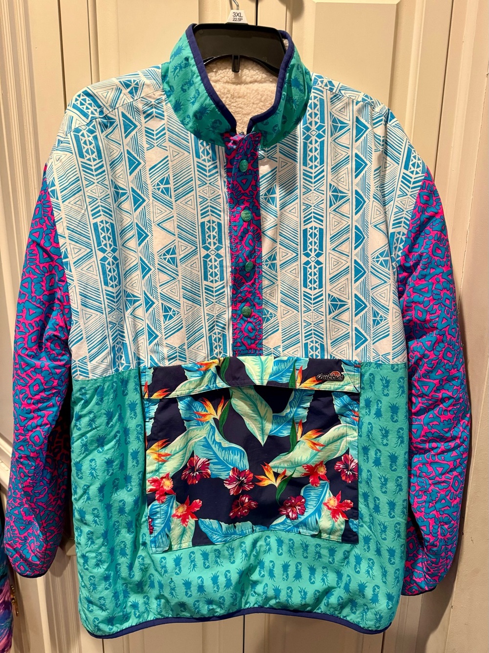 Men’s Chubbies Multicolor Fleece Lined Reversible Pullover - Size Large